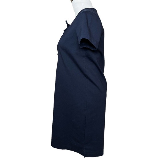 J Crew Dress Women’s Size XS Navy Blue Lace Up Front Short Sleeve Cotton Blend - Picture 2 of 8